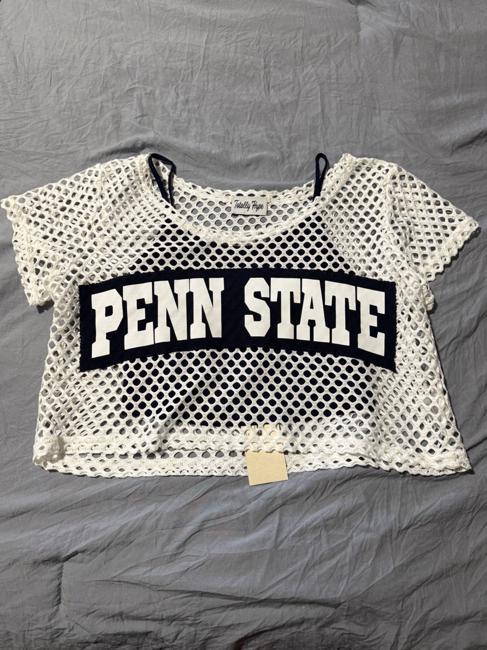 Penn State White Mesh Crop Top